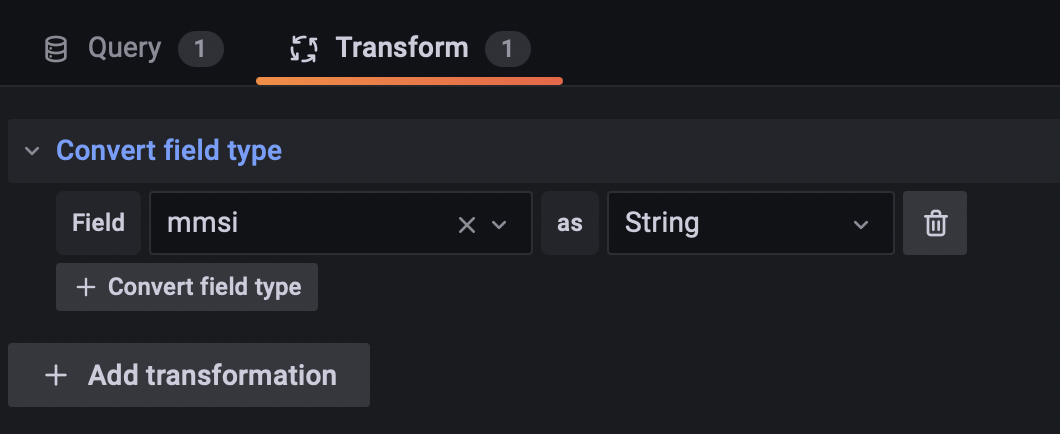 Datatype transformations in Grafana