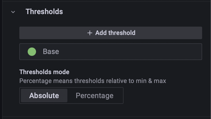 Thresholds dialogue box