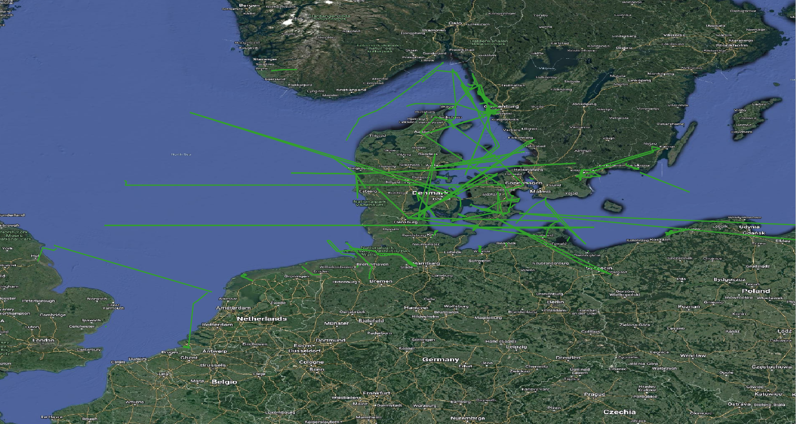 Ship trajectories with big difference between speed(Trip) and SOG