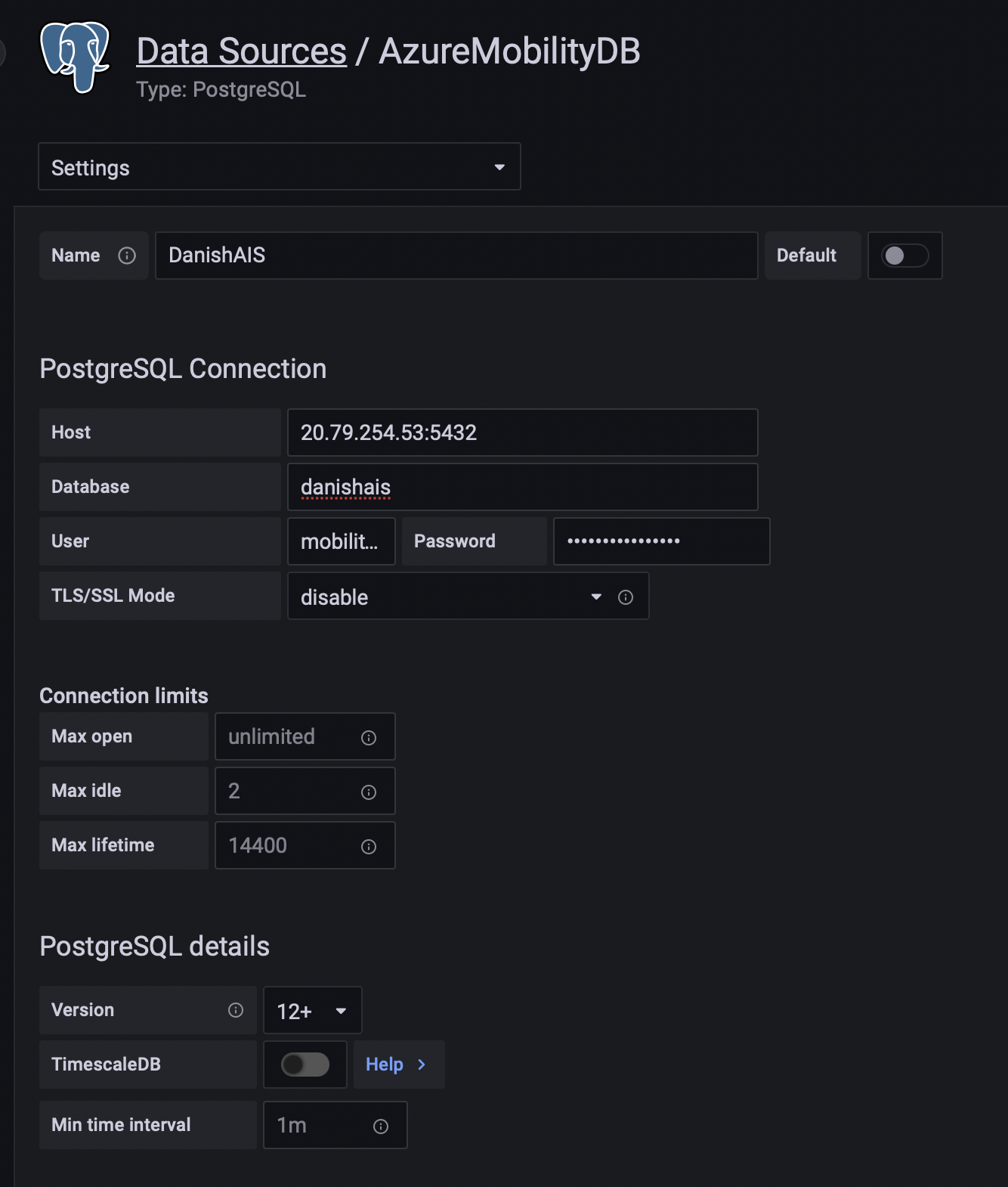 Data Source settings