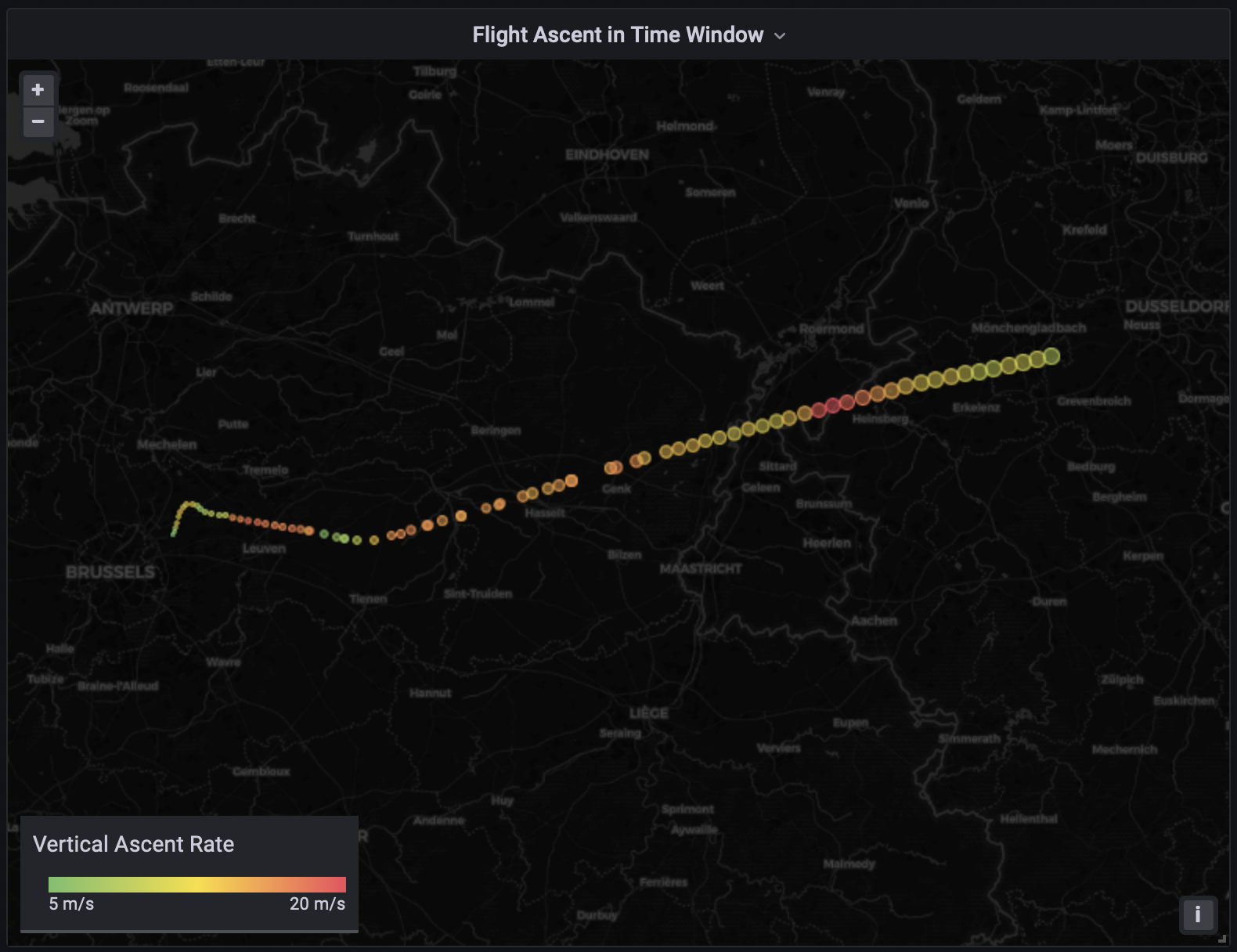 Zoomed in view of flight ascent