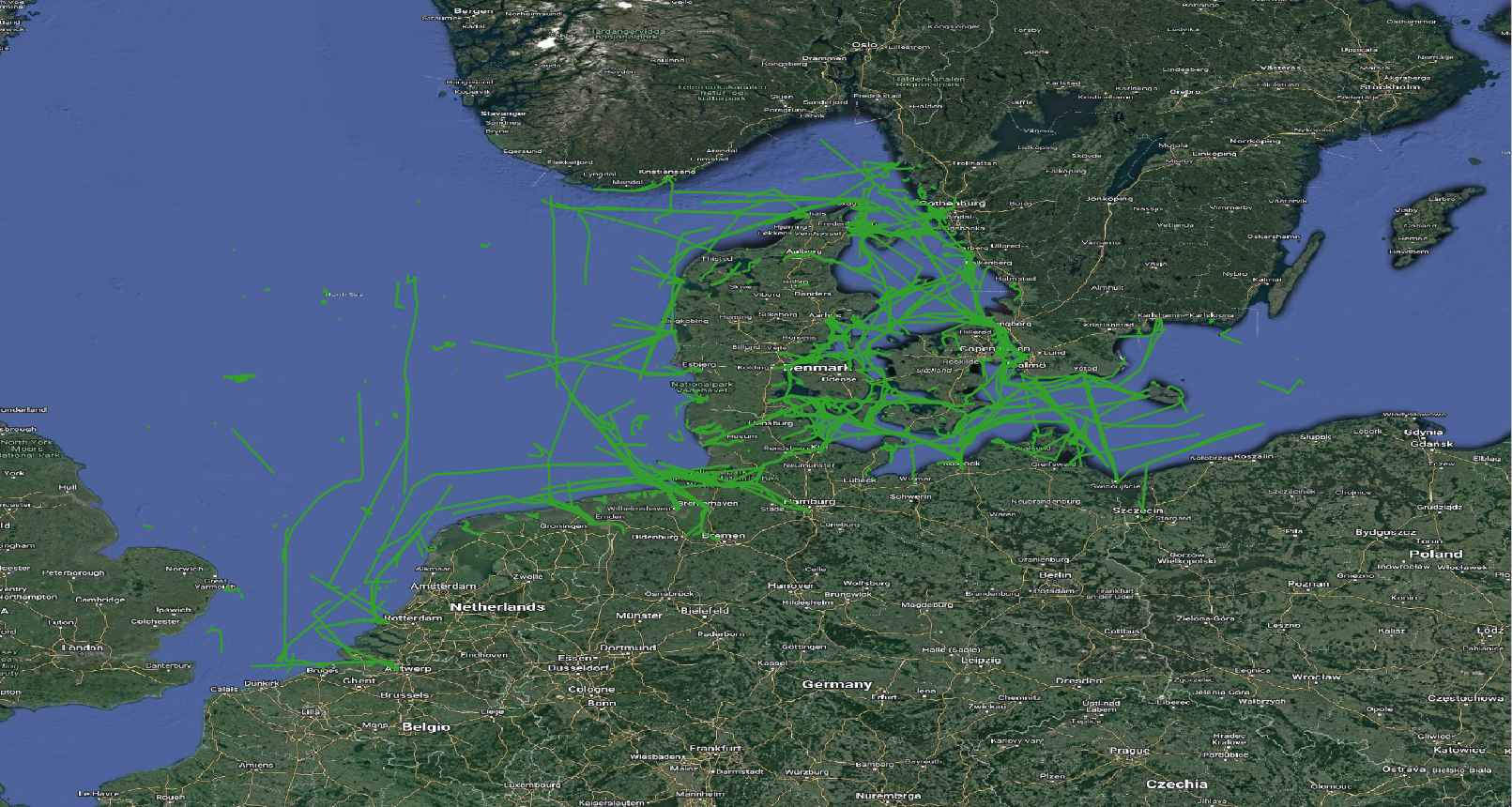 Ship trajectories with big difference between azimuth(Trip) and COG